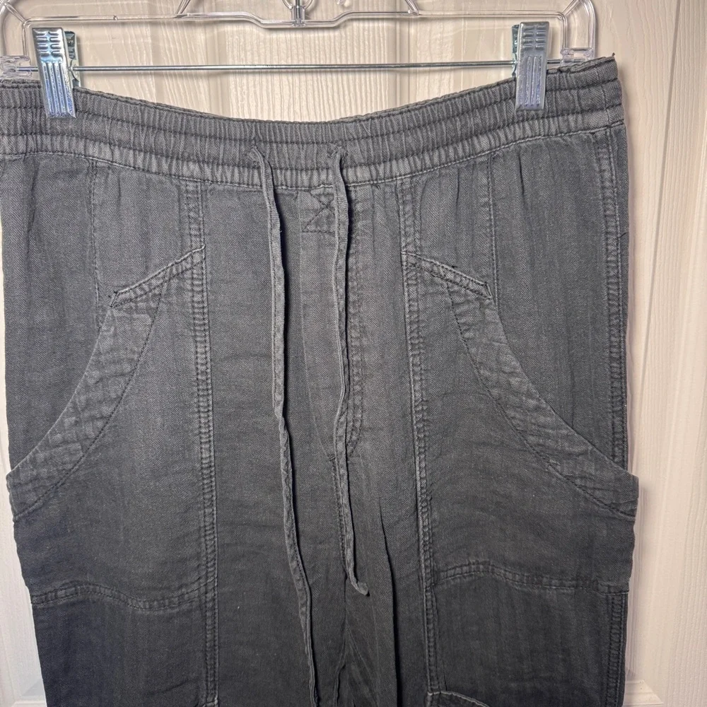 Free People Linen Blend Black Cargo Pants